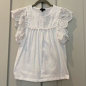 Jcrew Ruffle Sleeve w/Pom Pom Tee